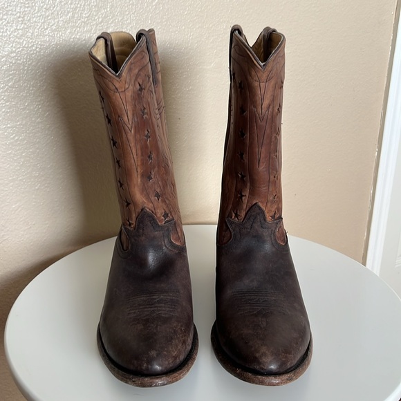 FRYE LEATHER BOOTS WYATT AMERICAN CUT OUT STARS MENS 11 1/2 D - Picture 3 of 9